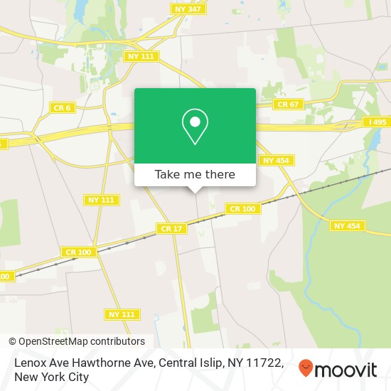 Mapa de Lenox Ave Hawthorne Ave, Central Islip, NY 11722
