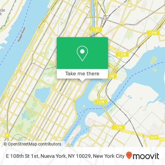 E 108th St 1st, Nueva York, NY 10029 map