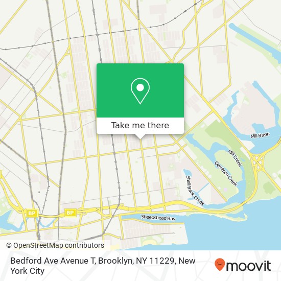 Mapa de Bedford Ave Avenue T, Brooklyn, NY 11229