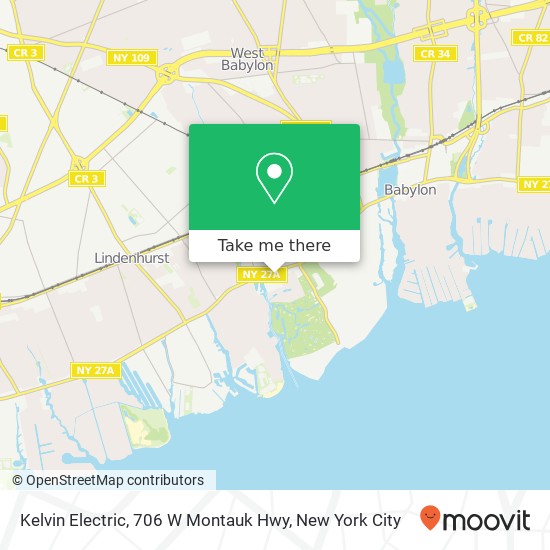 Mapa de Kelvin Electric, 706 W Montauk Hwy