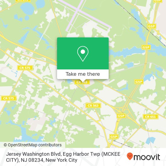 Mapa de Jersey Washington Blvd, Egg Harbor Twp (MCKEE CITY), NJ 08234