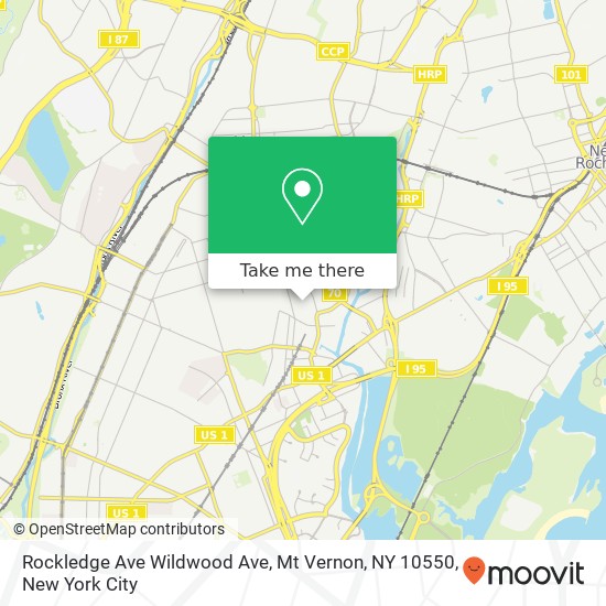 Mapa de Rockledge Ave Wildwood Ave, Mt Vernon, NY 10550