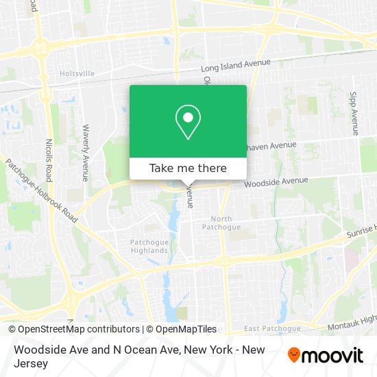 Woodside Ave and N Ocean Ave map