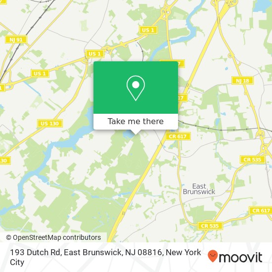 Mapa de 193 Dutch Rd, East Brunswick, NJ 08816