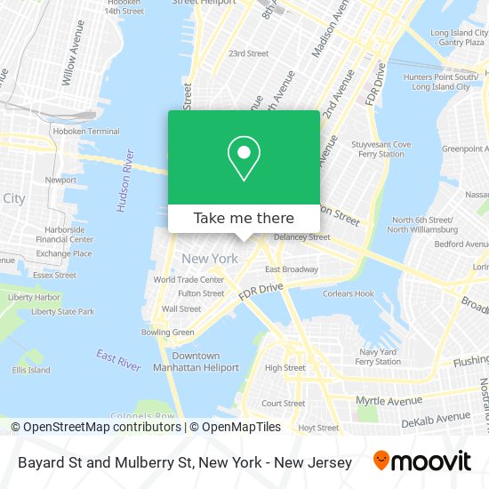 Bayard St and Mulberry St map