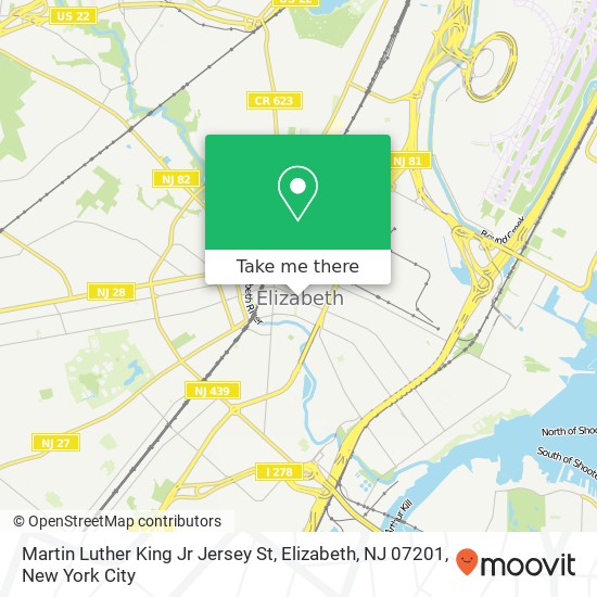 Mapa de Martin Luther King Jr Jersey St, Elizabeth, NJ 07201