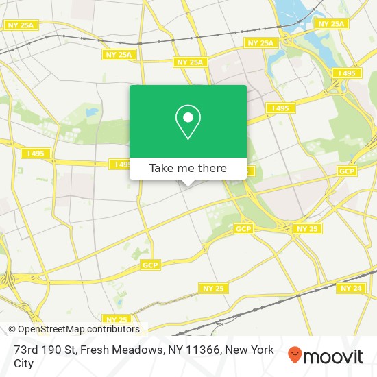 Mapa de 73rd 190 St, Fresh Meadows, NY 11366