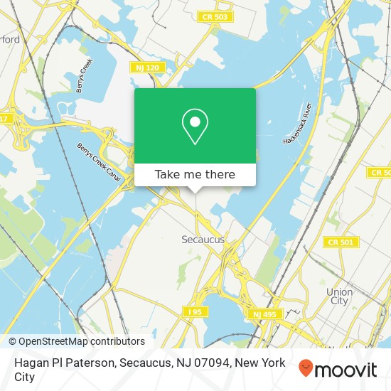 Mapa de Hagan Pl Paterson, Secaucus, NJ 07094