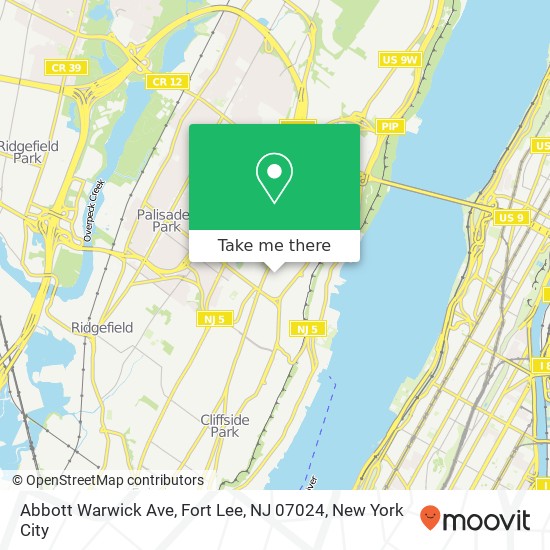 Mapa de Abbott Warwick Ave, Fort Lee, NJ 07024