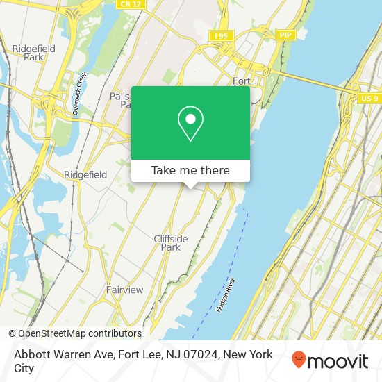 Mapa de Abbott Warren Ave, Fort Lee, NJ 07024