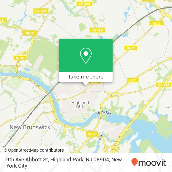 Mapa de 9th Ave Abbott St, Highland Park, NJ 08904