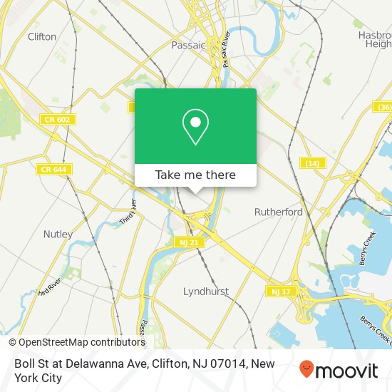 Mapa de Boll St at Delawanna Ave, Clifton, NJ 07014