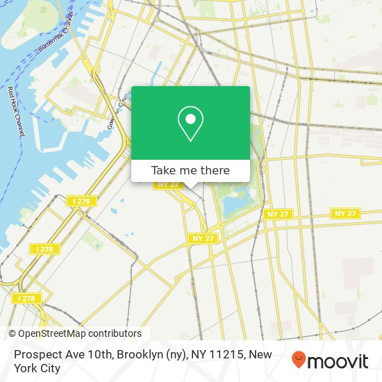 Mapa de Prospect Ave 10th, Brooklyn (ny), NY 11215