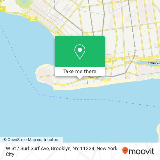 Mapa de W St / Surf Surf Ave, Brooklyn, NY 11224