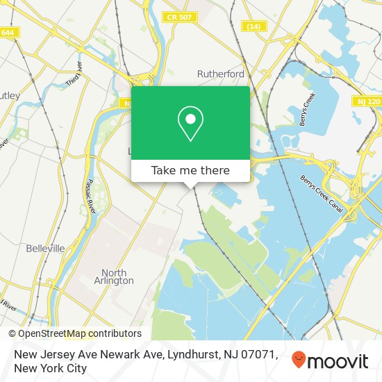Mapa de New Jersey Ave Newark Ave, Lyndhurst, NJ 07071