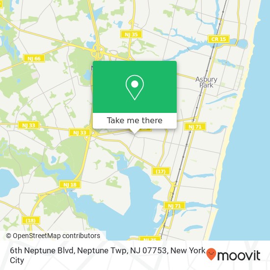 Mapa de 6th Neptune Blvd, Neptune Twp, NJ 07753