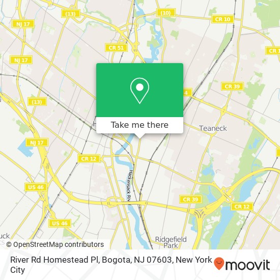 River Rd Homestead Pl, Bogota, NJ 07603 map