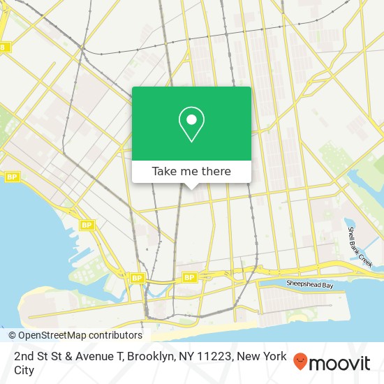Mapa de 2nd St St & Avenue T, Brooklyn, NY 11223