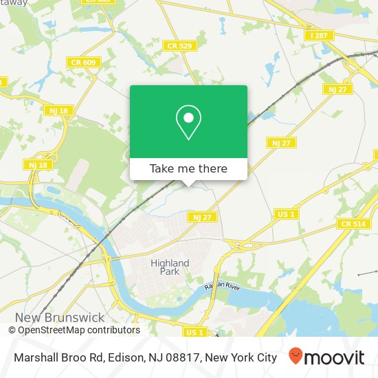 Mapa de Marshall Broo Rd, Edison, NJ 08817