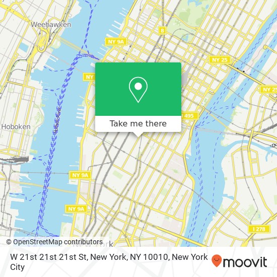 Mapa de W 21st 21st 21st St, New York, NY 10010