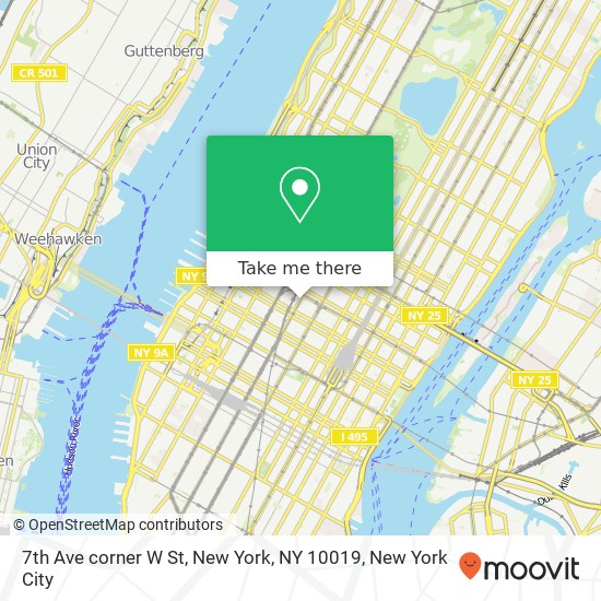 7th Ave corner W St, New York, NY 10019 map