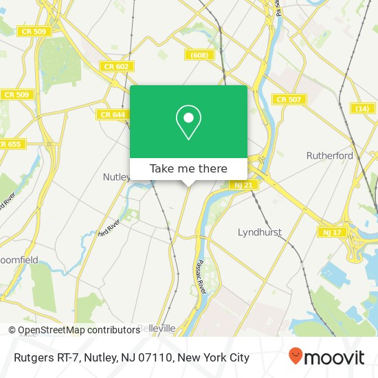 Mapa de Rutgers RT-7, Nutley, NJ 07110