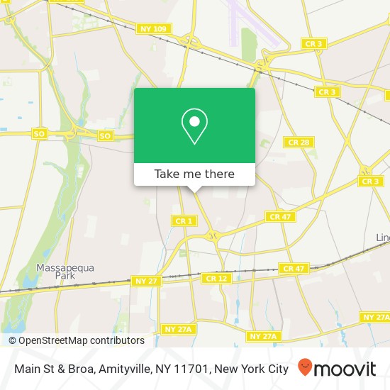 Mapa de Main St & Broa, Amityville, NY 11701