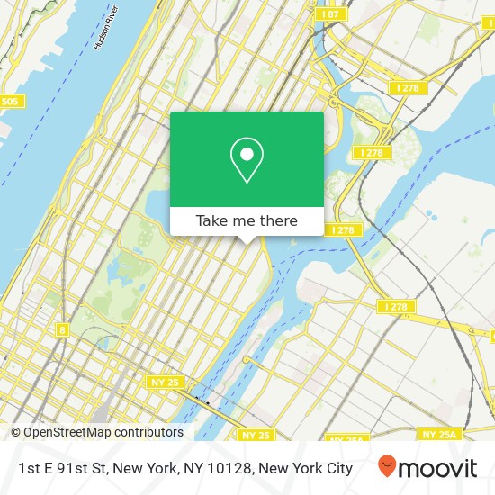 1st E 91st St, New York, NY 10128 map