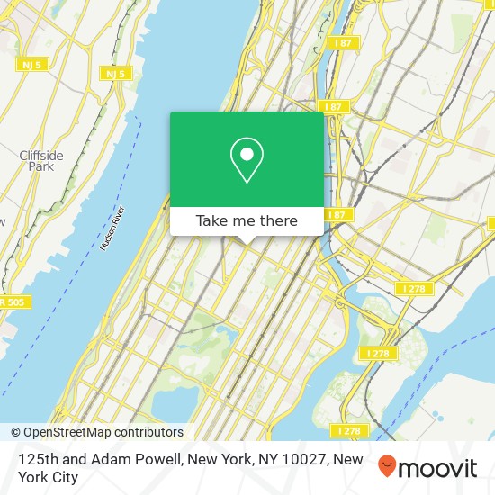 125th and Adam Powell, New York, NY 10027 map