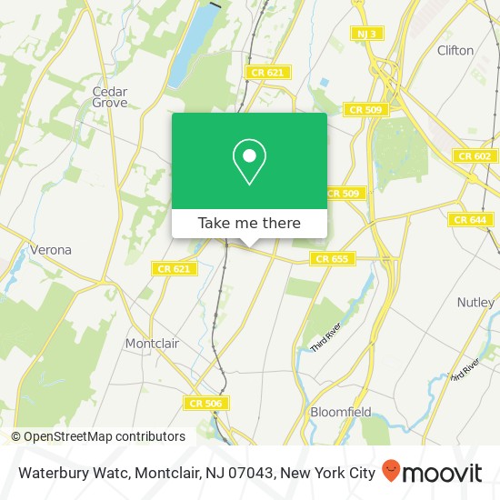 Mapa de Waterbury Watc, Montclair, NJ 07043