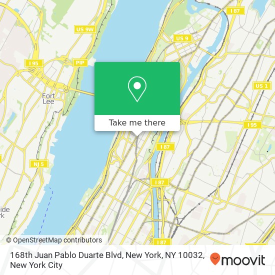 Mapa de 168th Juan Pablo Duarte Blvd, New York, NY 10032