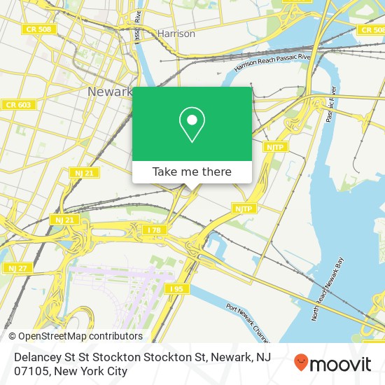 Mapa de Delancey St St Stockton Stockton St, Newark, NJ 07105