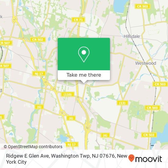 Mapa de Ridgew E Glen Ave, Washington Twp, NJ 07676