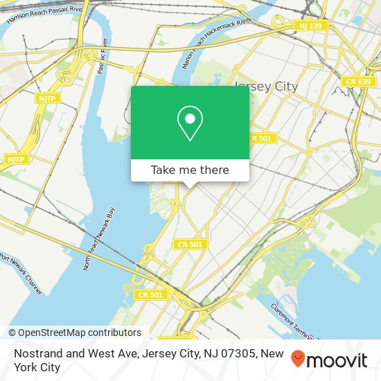 Mapa de Nostrand and West Ave, Jersey City, NJ 07305