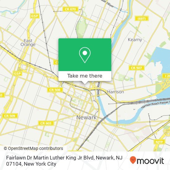 Fairlawn Dr Martin Luther King Jr Blvd, Newark, NJ 07104 map