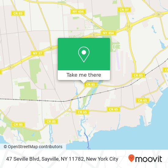 Mapa de 47 Seville Blvd, Sayville, NY 11782
