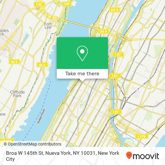 Mapa de Broa W 145th St, Nueva York, NY 10031