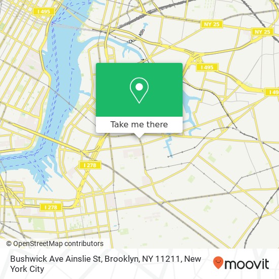 Mapa de Bushwick Ave Ainslie St, Brooklyn, NY 11211