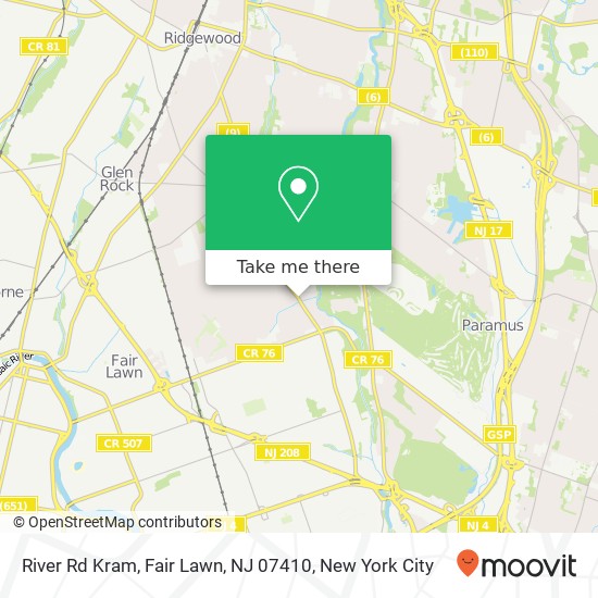 Mapa de River Rd Kram, Fair Lawn, NJ 07410