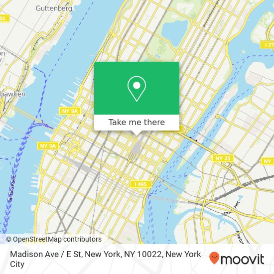 Madison Ave / E St, New York, NY 10022 map