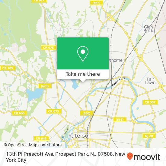 Mapa de 13th Pl Prescott Ave, Prospect Park, NJ 07508