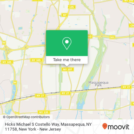 Mapa de Hicks Michael S Costello Way, Massapequa, NY 11758