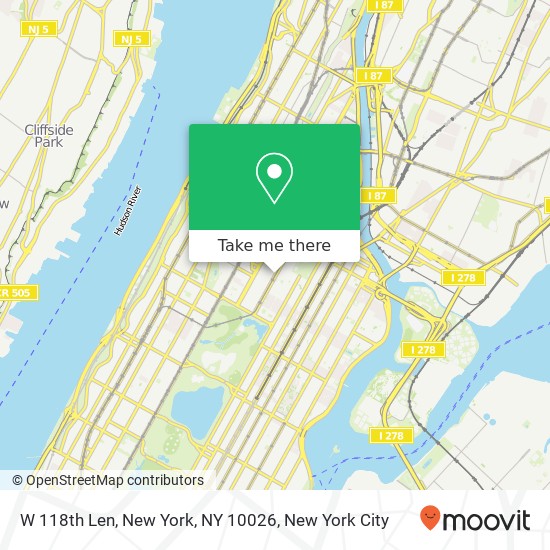 W 118th Len, New York, NY 10026 map
