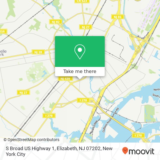 Mapa de S Broad US Highway 1, Elizabeth, NJ 07202