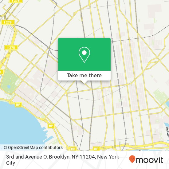 Mapa de 3rd and Avenue O, Brooklyn, NY 11204