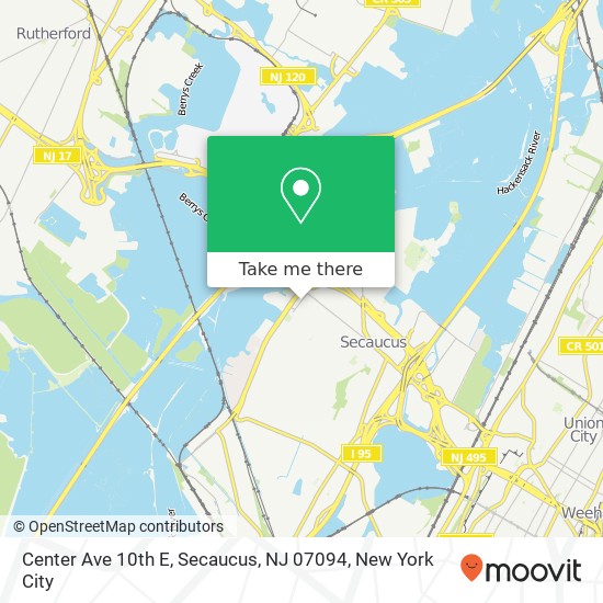 Mapa de Center Ave 10th E, Secaucus, NJ 07094