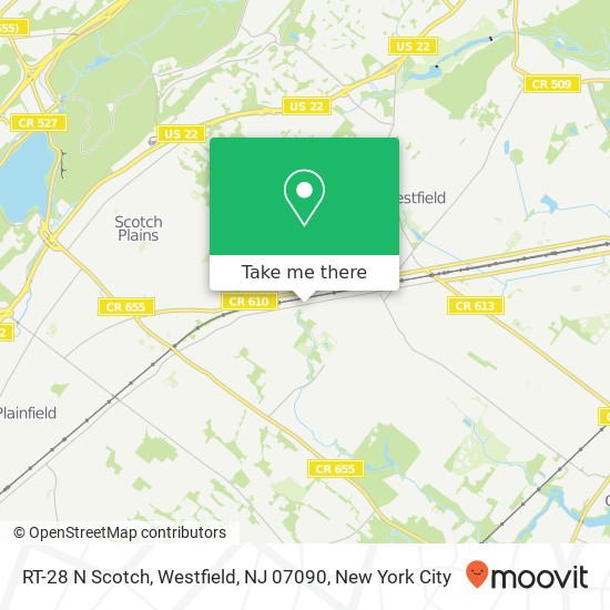 Mapa de RT-28 N Scotch, Westfield, NJ 07090