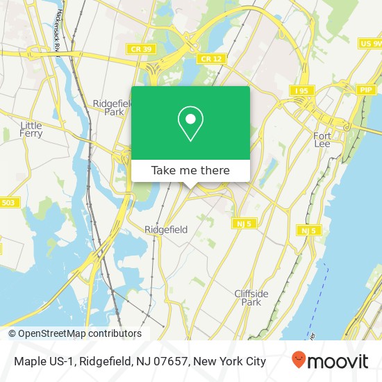 Mapa de Maple US-1, Ridgefield, NJ 07657