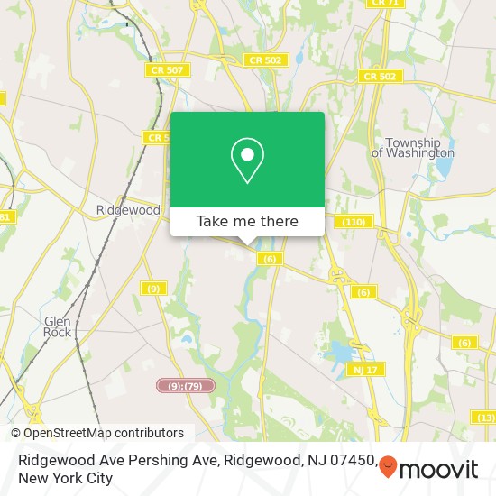 Mapa de Ridgewood Ave Pershing Ave, Ridgewood, NJ 07450