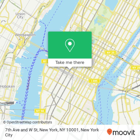 7th Ave and W St, New York, NY 10001 map